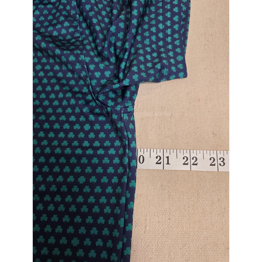 Rhoback Mens Shamrock Polo Shirt Small Blue Green Clover Performance Golf Top - Picture 5 of 6